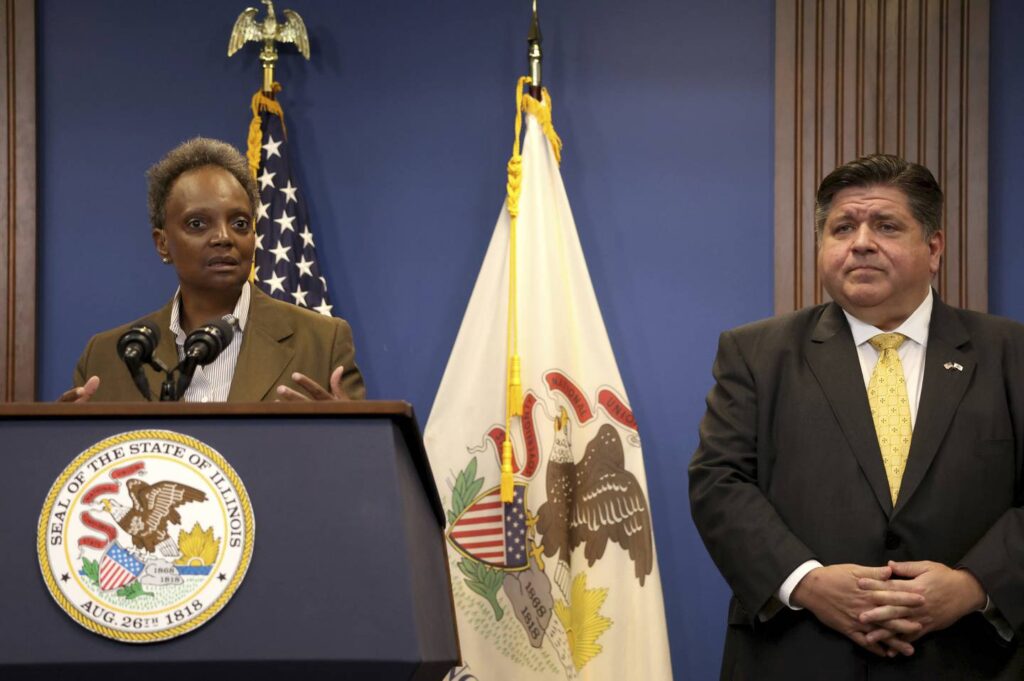 Lightfoot asks for tens of millions more in state money for migrants, citing arrivals from Texas; state says funding will cease in January