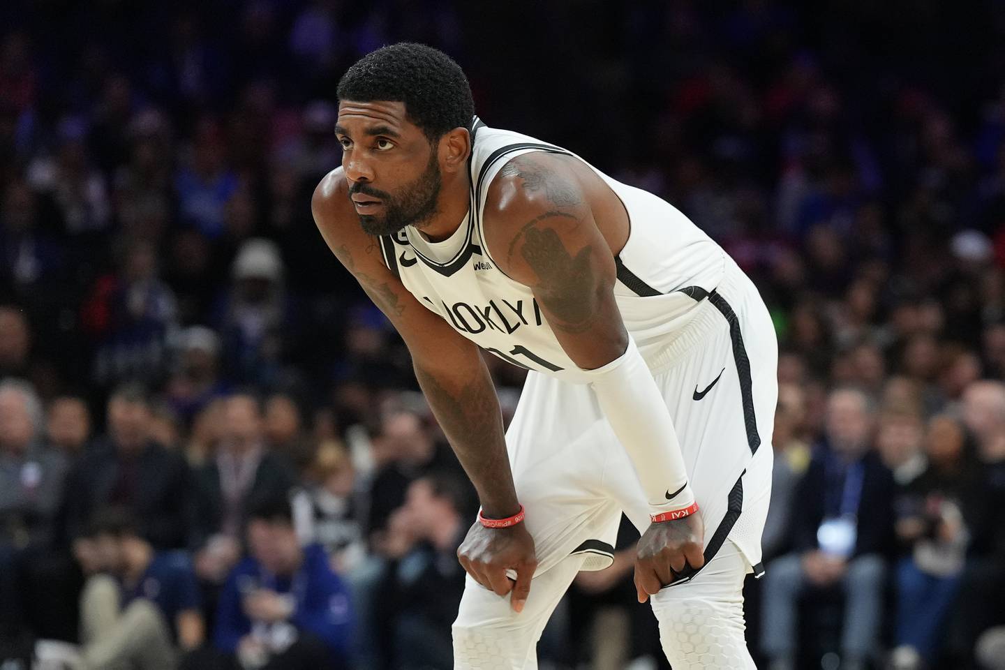 Nets guard Kyrie Irving plays against the 76ers on Nov. 22, 2022, in Philadelphia.