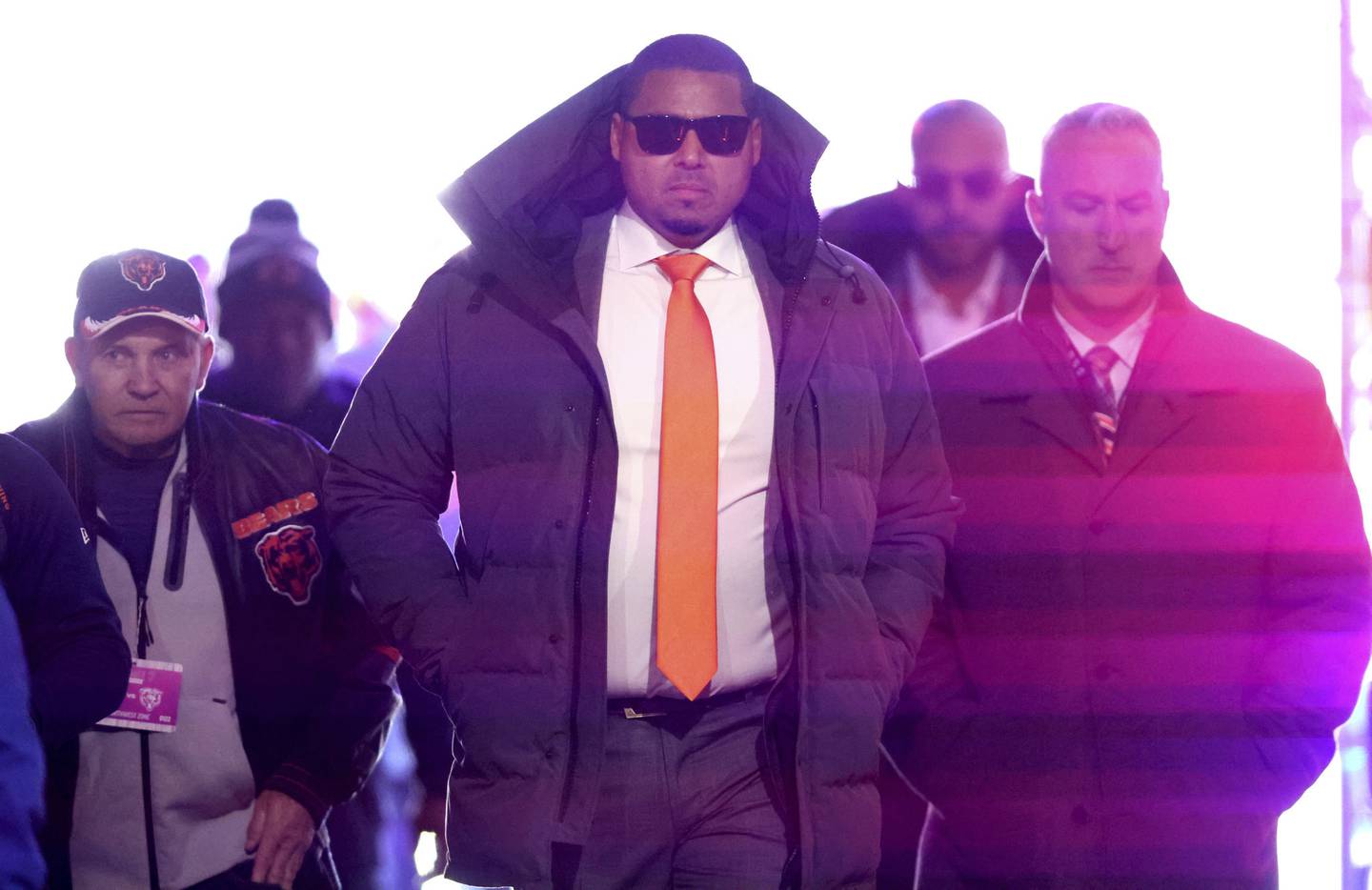 Bears general manager Ryan Poles walks through the tunnel before a game against the Packers at Soldier Field on Dec. 4, 2022.