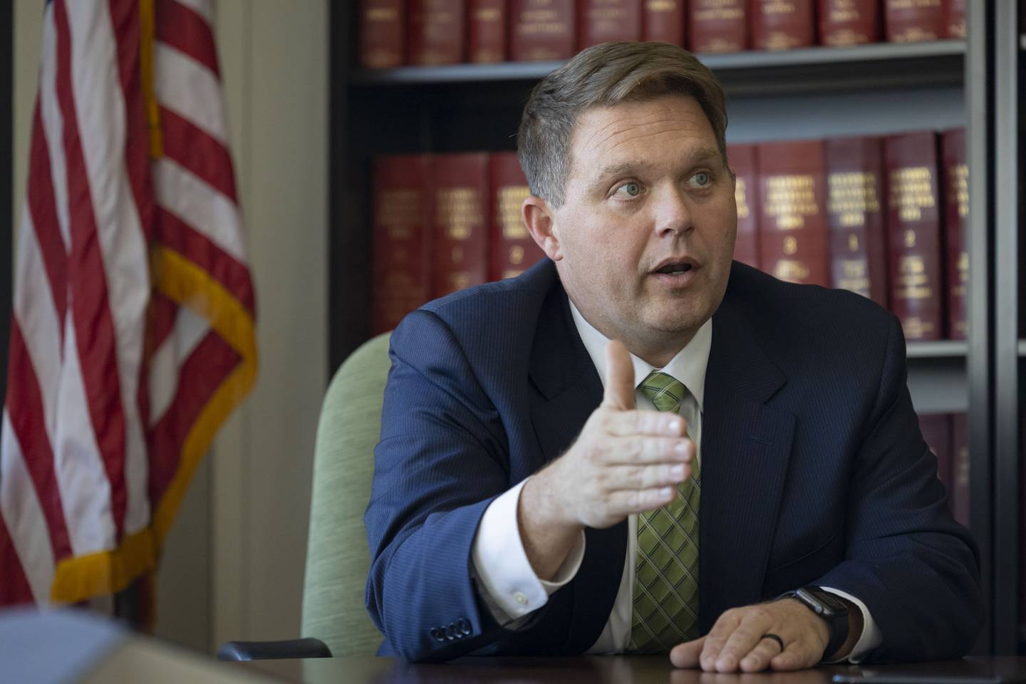 Lake County State’s Attorney Eric Rinehart on Sept. 12, 2022 at his Waukegan office.