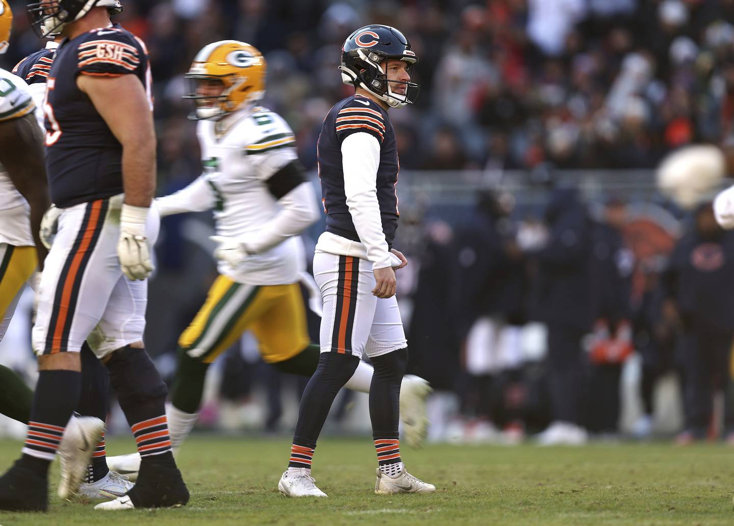 Bears kicker Cairo Santos stands on the field after missing a field-goal attempt against the Packers in the fourth quarter on Dec. 4 at Soldier Field. 