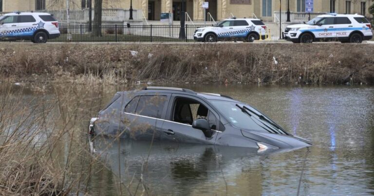 Driver injured after vehicle veers into Garfield Park Lagoon, fire officials say