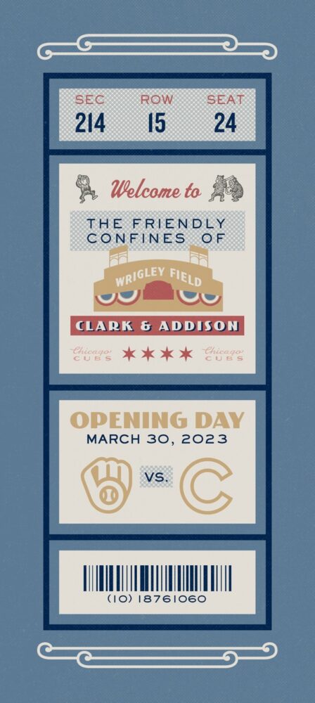 The commemorative opening-day ticket option for Chicago Cubs fans.