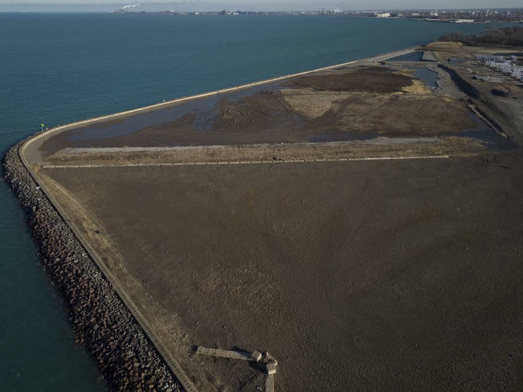 The Army Corps of Engineers dump site on Lake Michigan at the south bank of the Calumet River, March 27, 2023. 