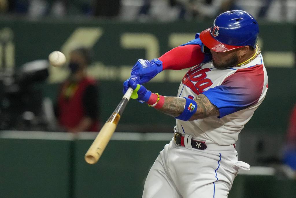 Yoán Moncada of Cuba bats during a World Baseball Classic quarterfinal against Australia on March 15, 2023, in Tokyo.