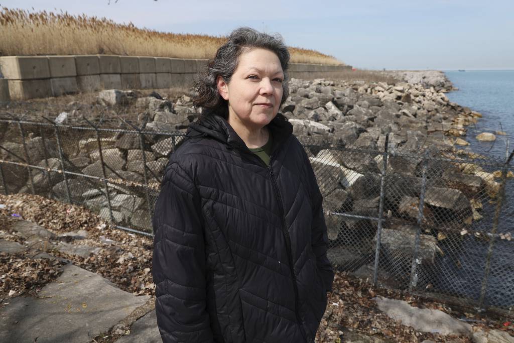 Linda Gonzalez, vice president-elect of the Calumet Park Advisory Council, at the northeast corner of Calumet Park in Chicago on March 28, 2023. 