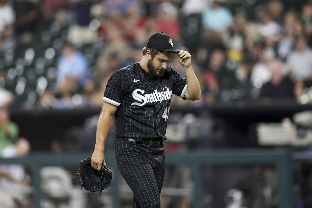 White Sox reliever Kendall Graveman walks to the dugout against the Guardians on Sept. 20, 2022, at Guaranteed Rate Field. 