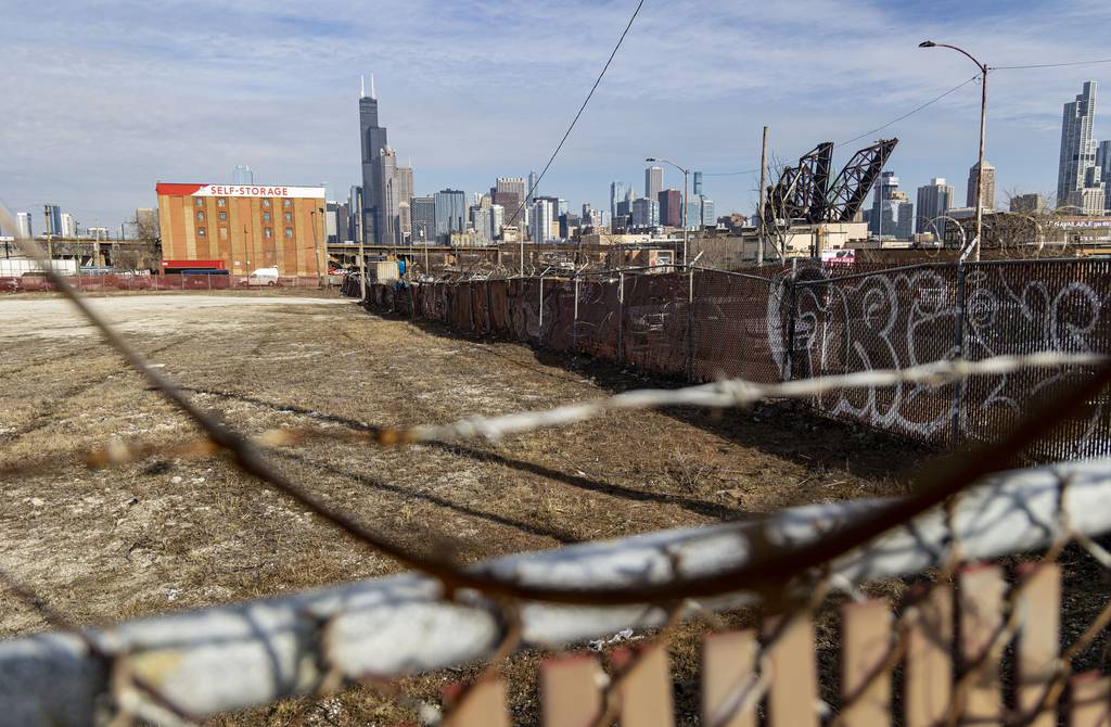 City-owned land at South Canal Street and West 17th Street on Feb. 20, 2023, that some elected officials and area residents propose as an alternative site for a new South Loop high school. 