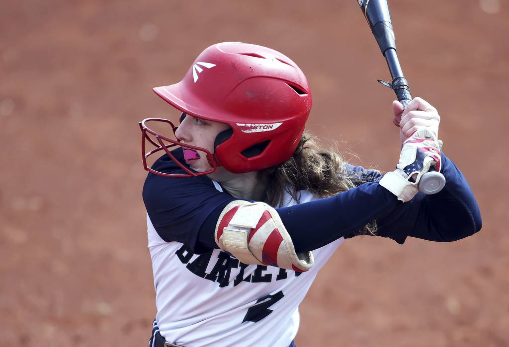 Bartlett's Lauren Liguori (2) waits for a pitch against Metea Valley during a nonconference game in Bartlett on Tuesday, March 28, 2023.