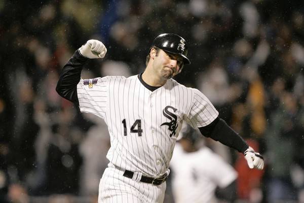 Paul Konerko rounds the bases after hitting a seventh-inning grand slam in Game 2 of the World Series against the Houston Astros.