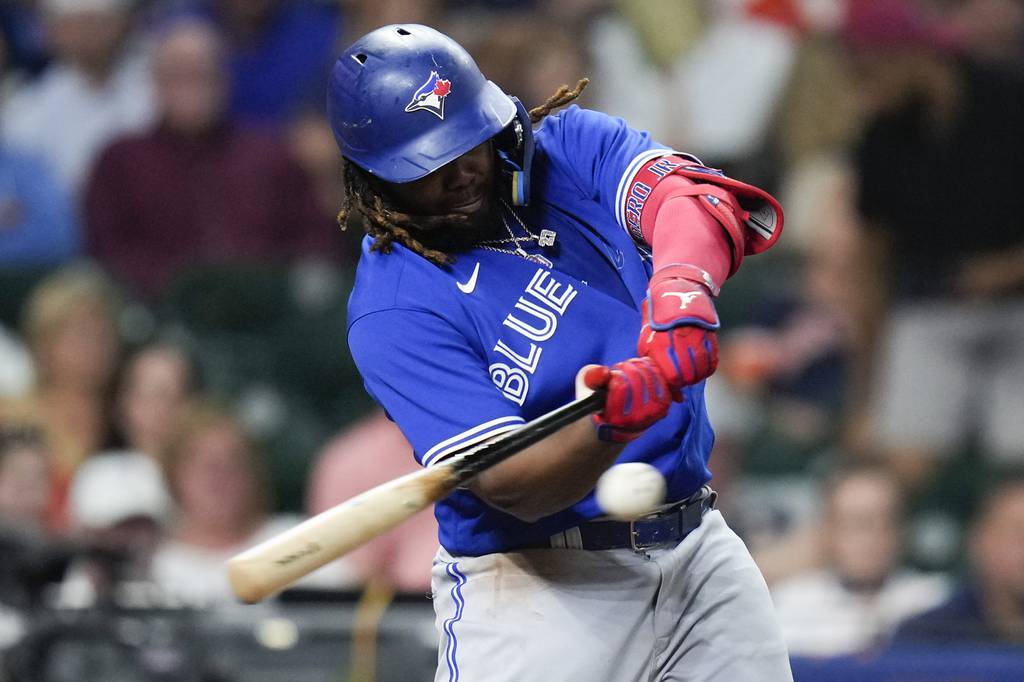 Blue Jays slugger Vladimir Guerrero Jr. hits a solo home run during the fourth inning against the Astros on Tuesday in Houston. 