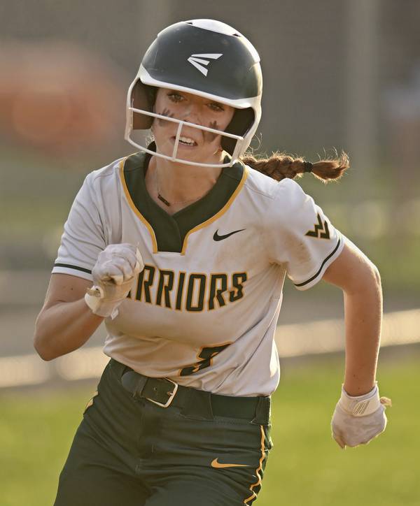 Waubonsie Valley’s Anna Riggs scores during a nonconference game against Benet in Aurora on Friday, April 14, 2023.
