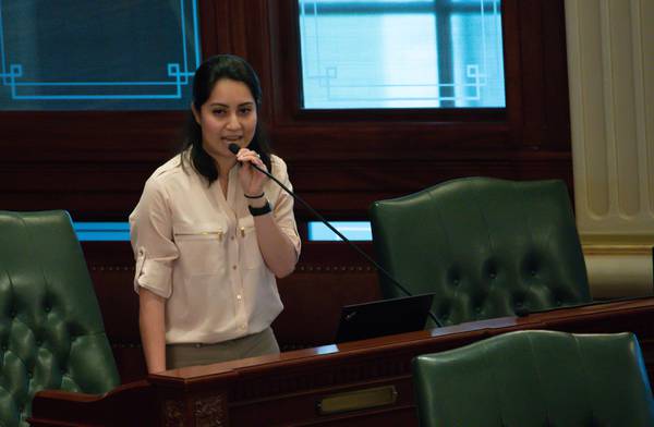 State Rep. Barbara Hernandez, of Aurora, speaks during the spring session at the Illinois Capitol on May 29, 2019. Hernandez is the new measure’s Democratic sponsor in the House.