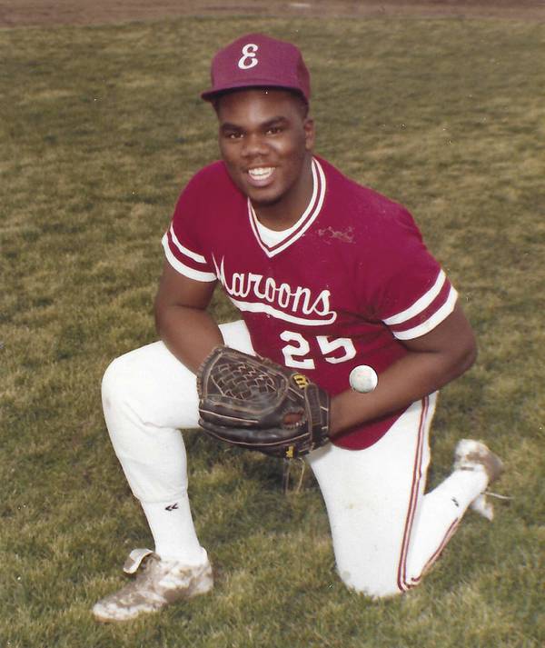 Brandon Johnson baseball photo from early at Elgin High School. 