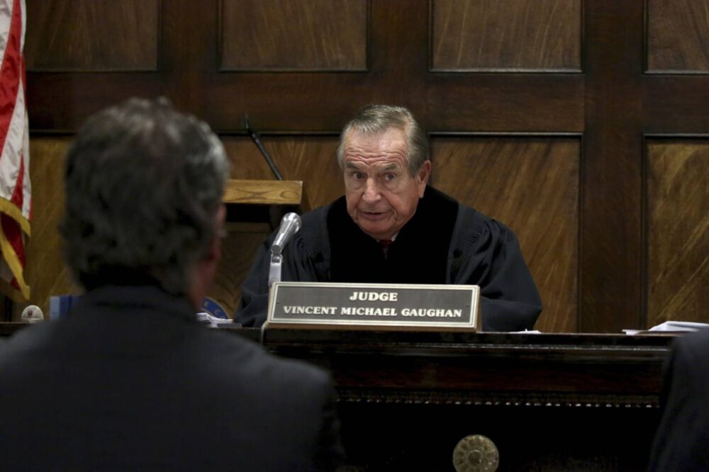Judge Vincent Gaughan, shown on the bench in 2016, ran his docket at lightning speed in hearings observed by Tribune reporters. 