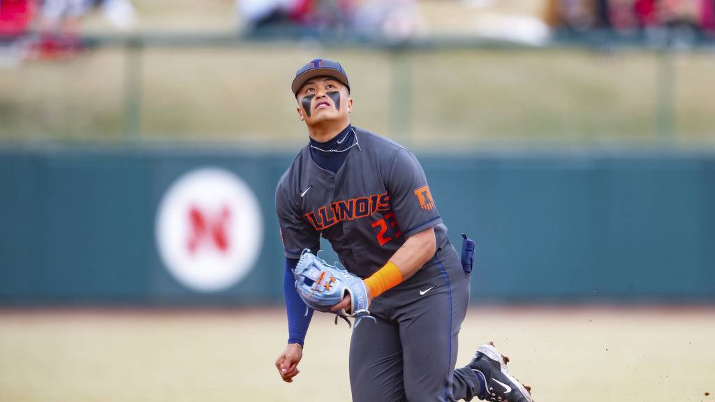 Illinois' Branden Comia (23) runs after the ball against Nebraska during a game in Lincoln, Nebraska on Friday, March 24, 2023.