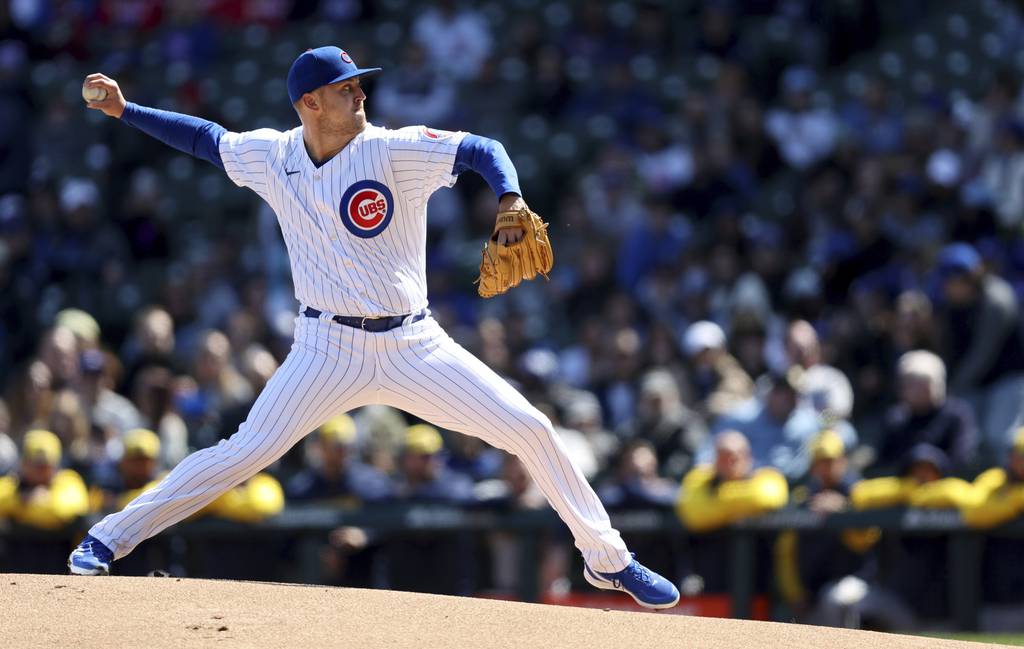 Cubs starter Jameson Taillon delivers in the first inning Sunday, April 2, 2023, at Wrigley Field.