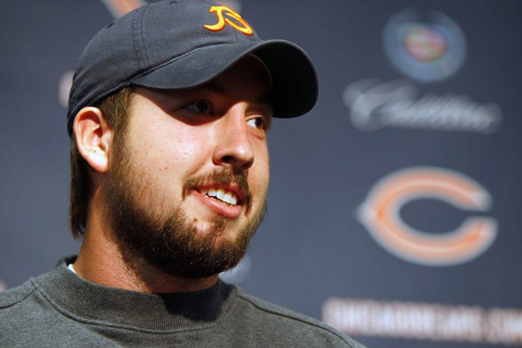 Kyle Orton talks to the media at Halas Hall on Nov. 5, 2008.