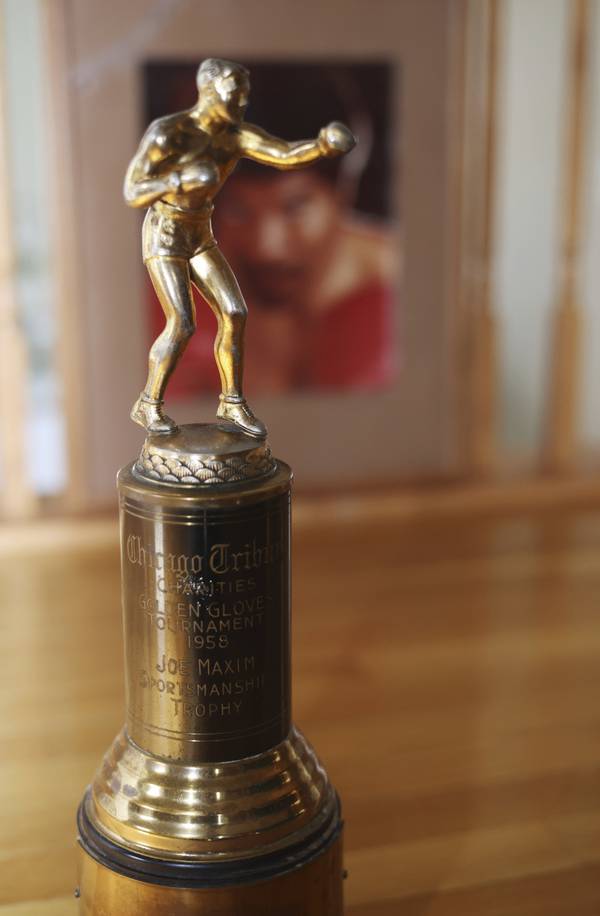 Kent Greene’s sportsmanship trophy awarded to him after he won the Chicago Golden Gloves in 1958.