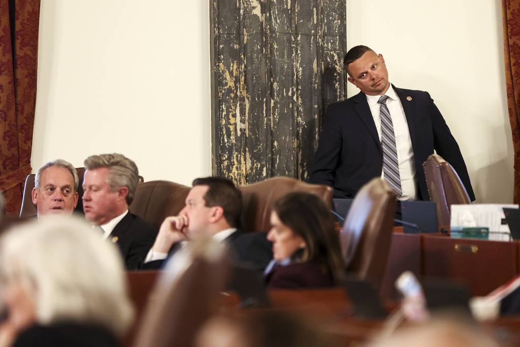 State Sen. Neil Anderson listens during the legislative session in Springfield on May 18, 2023. 