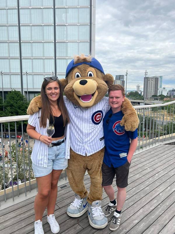 Chicago Cubs fans Rachel Marsh, 26, and Mike Ivory, 31, at the London Series at London Stadium.