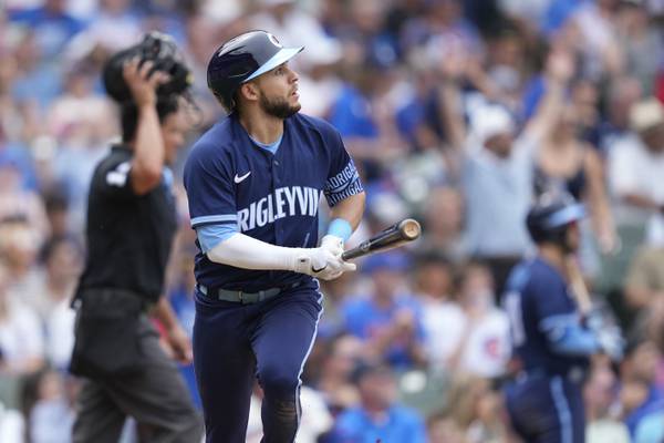 The Cubs' Nick Madrigal watches his home run off Guardians relief pitcher Xzavion Curry during the sixth inning on June 30, 2023.