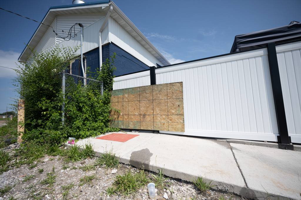 A rear exit from Up Top Lounge and Events is seen on Tuesday, July 11, 2023. A weekend shooting in Gary that left one dead and three injured took place at the bar.. (Kyle Telechan for the Post-Tribune)