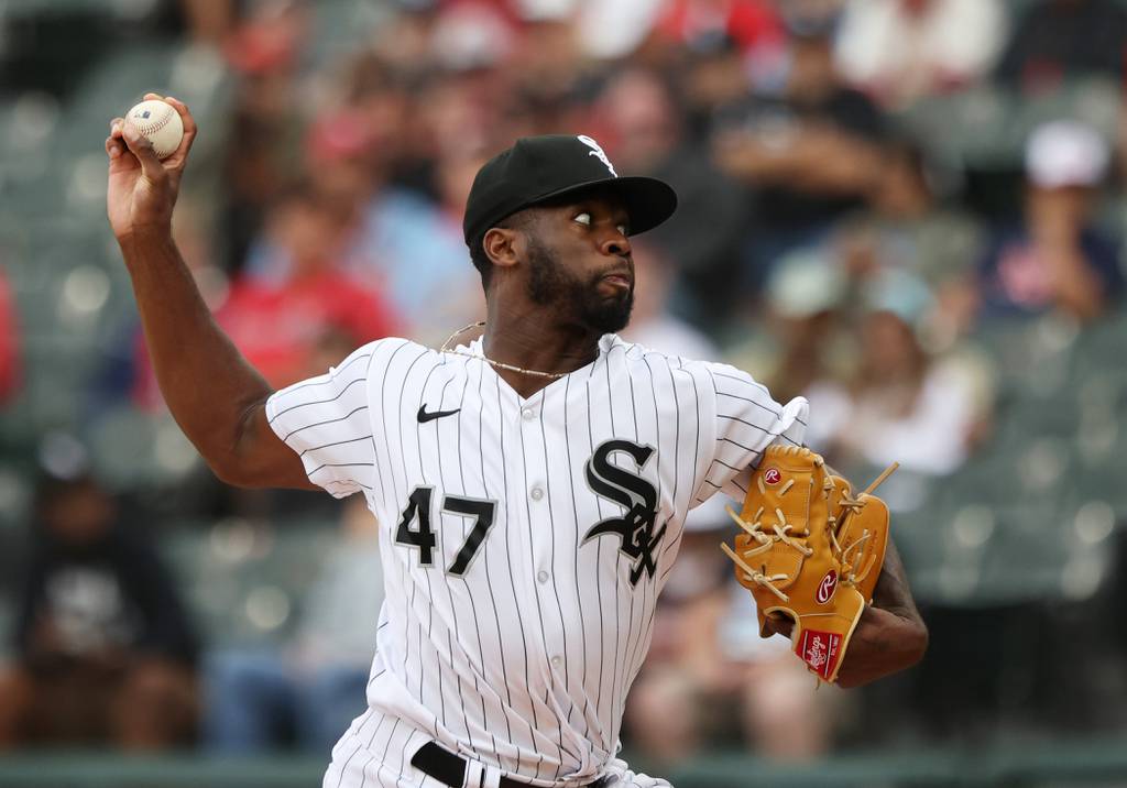 Chicago White Sox pitcher Touki Toussaint throws on July 8, 2023.