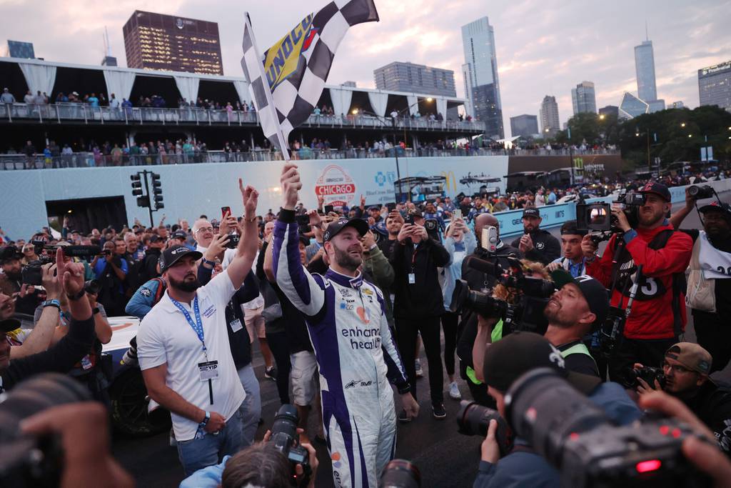 Shane Van Gisbergen wins the Chicago Street Race in his NASCAR Cup Series debut at Grant Park on July 2, 2023.