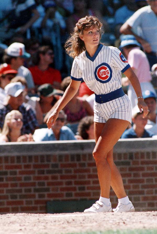 Marla Collins as a Cubs ball girl at Wrigley Field in 1986.