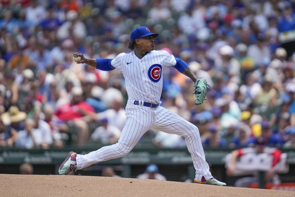 Cubs starting pitcher Marcus Stroman delivers during the first inning against the Red Sox on Saturday at Wrigley Field.