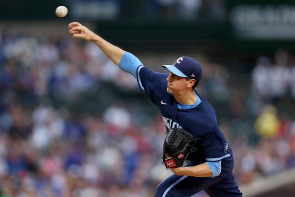 Chicago Cubs starting pitcher Kyle Hendricks delivers to the Boston Red Sox in the first inning of a game at Wrigley Field on July 14, 2023. 