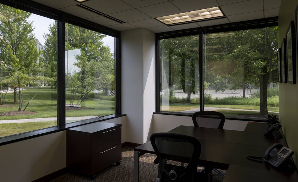 A corner office at a Regus co-working facility on June 15, 2023, in Lake Forest. 