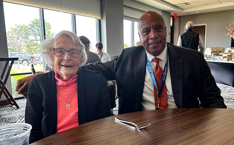Chicago Bears owner Virginia McCaskey with President and CEO Kevin Warren.