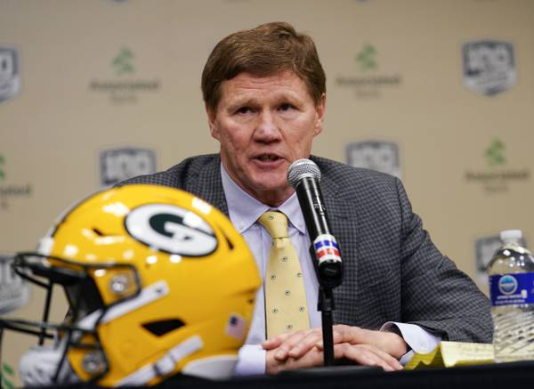 Packers President and CEO Mark Murphy introduces coach Matt LaFleur at a news conference Jan. 9, 2019, in Green Bay.
