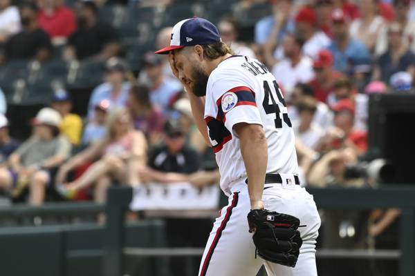 White Sox reliever Kendall Graveman reacts after walking the Cardinals' Nolan Arenado during the ninth inning Sunday, July 9, 2023, at Guaranteed Rate Field.