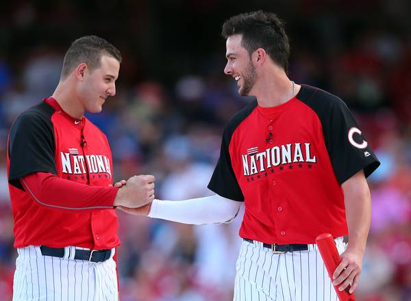 Cubs All-Stars Anthony Rizzo and Kris Bryant during the Home Run Derby in 2015.