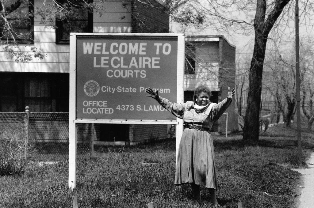 Irene Johnson, tenant manager of LeClaire Courts, is shown on May 3, 1989.