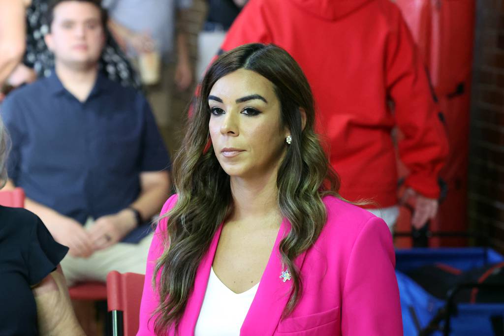Candidate Natalie Toro at the Hamlin Park field house in Chicago on July 10, 2023, as the Democratic Party's 20th District State Senate District Committee conducts in-person interviews to fill the vacancy.