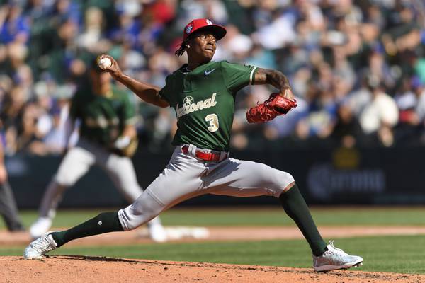 St. Louis Cardinals's Tink Hence throws during the second inning of the Futures Game on July 8, 2023.