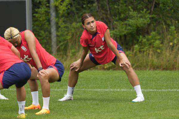South Korea's Casey Phair warms up during a training session ahead of the Women's World Cup on June 30, 2023, in Paju, South Korea.