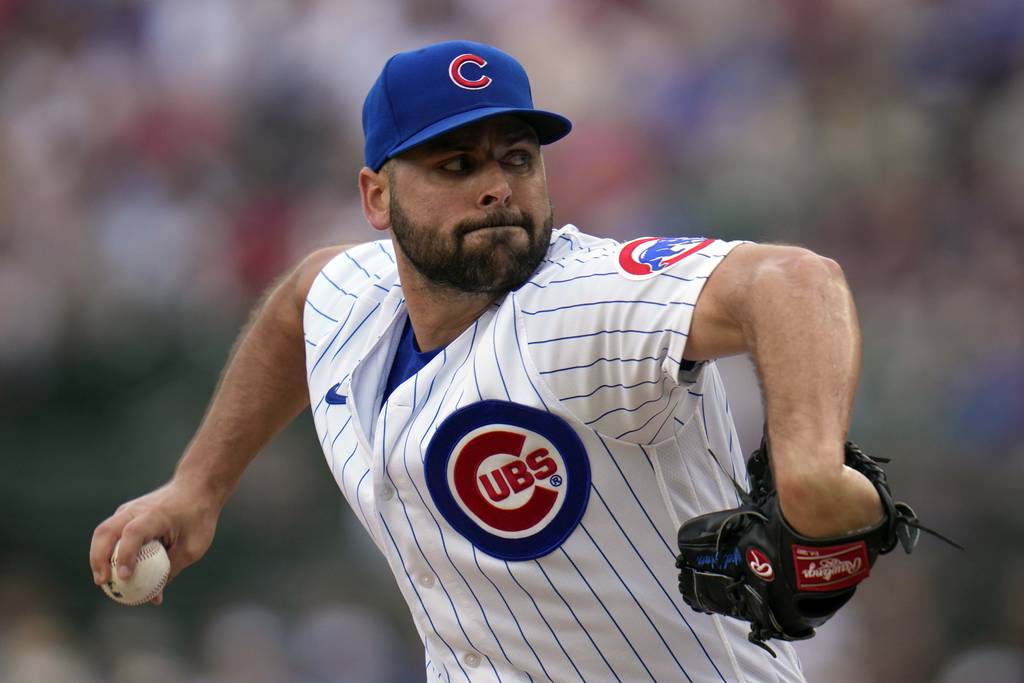 Cubs pitcher Michael Fulmer delivers during the first inning against the Cardinals on Saturday at Wrigley Field. 