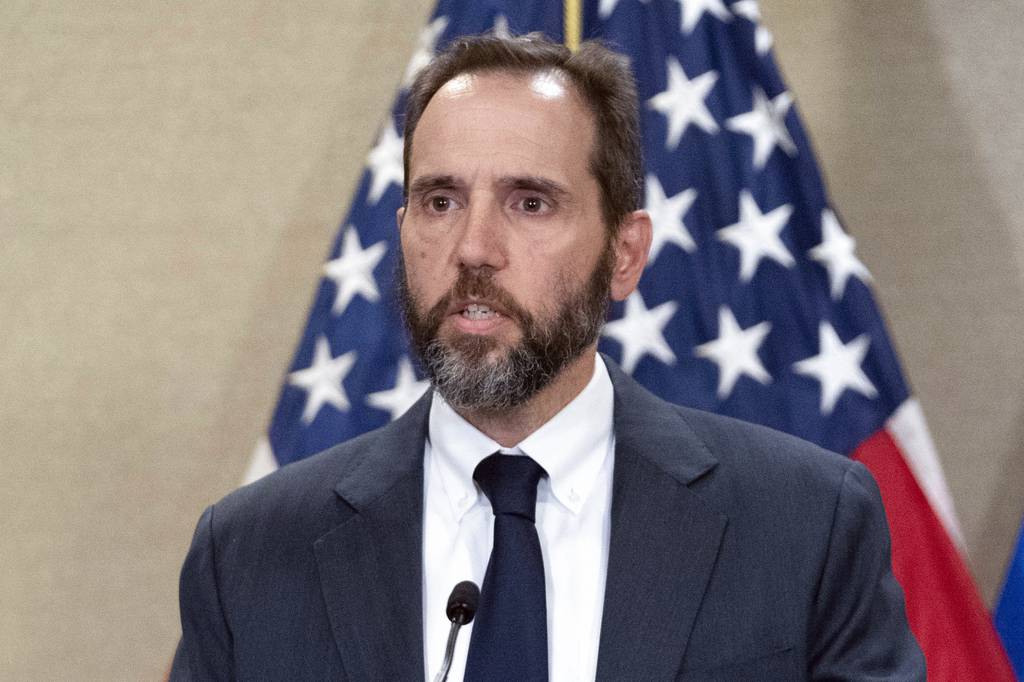 Special counsel Jack Smith speaks to reporters June 9, 2023, in Washington. 