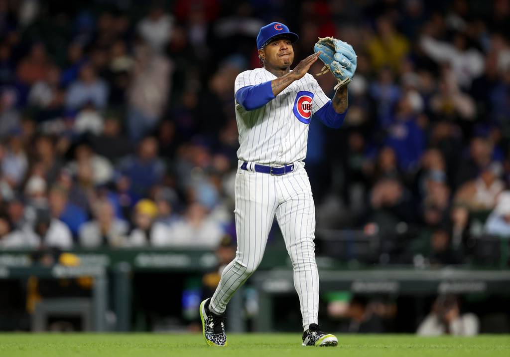 Cubs starting pitcher Marcus Stroman celebrates after closing out the Pirates in the sixth inning on June 15 at Wrigley Field. 