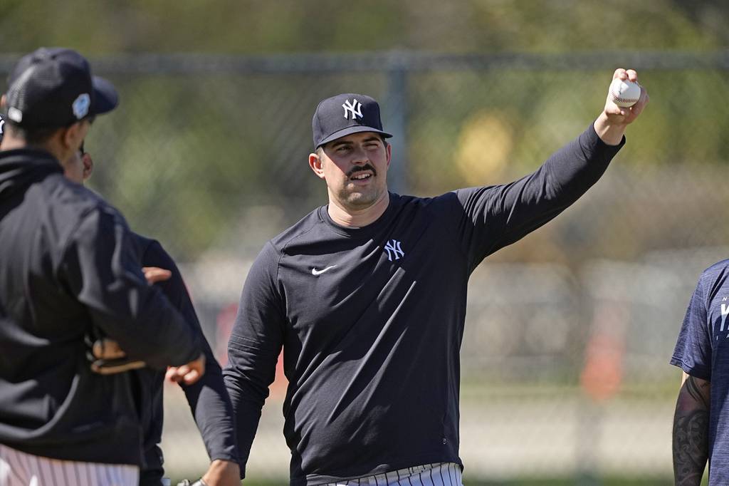 Carlos Rodon, seen here in spring training in February, had his Yankees debut delayed by a pair of injuries.