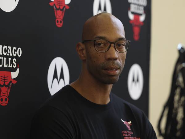 Bulls assistant coach John Bryant speaks at the Advocate Center on Wednesday, July 5, 2023.
