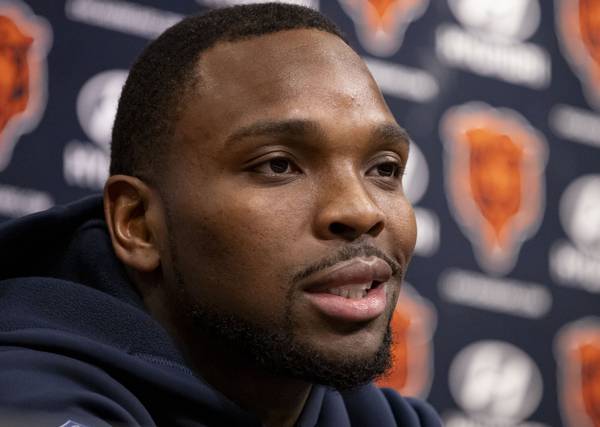 Safety Eddie Jackson speaks Tuesday, July 25, 2023, as the Bears report to training camp at Halas Hall.