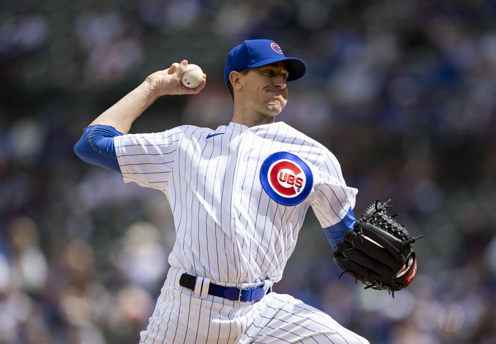 Cubs starting pitcher Kyle Hendricks delivers against the Brewers in the first inning Wednesday at Wrigley Field. 