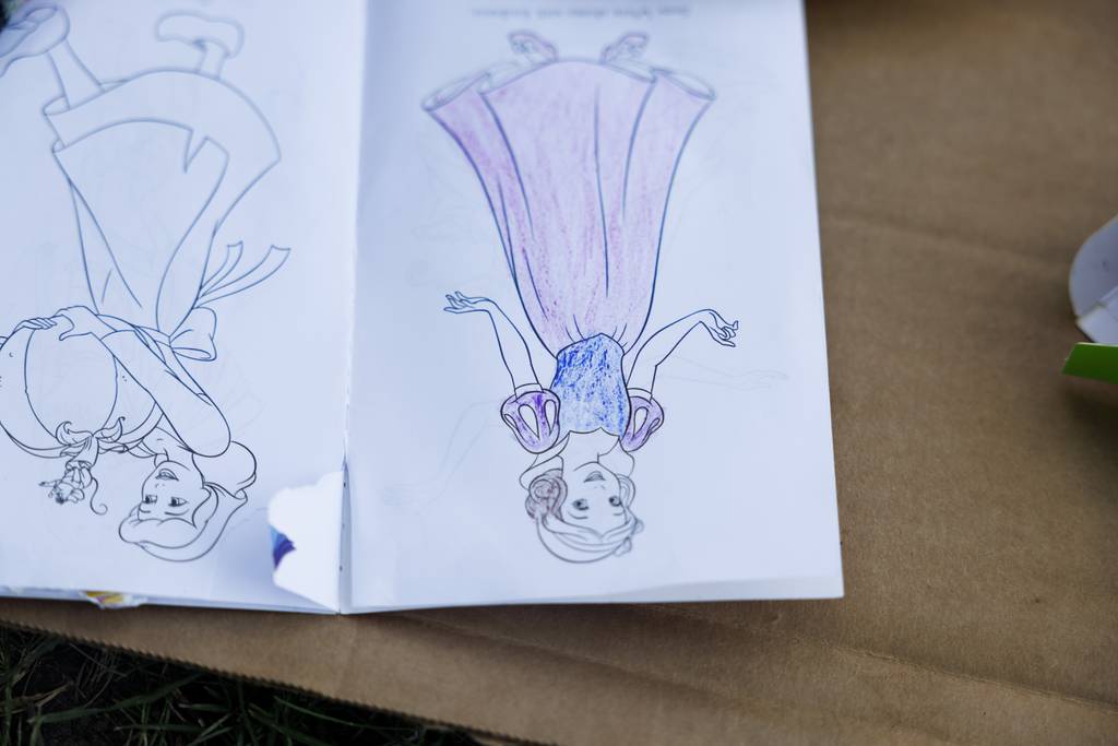 A crayon drawing from Hassly Cespedes, 6, is seen on Aug. 21, 2023, in Chicago. 