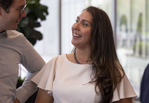 Eira Corral Sepulveda, a candidate for Clerk of the Circuit Court of Cook County, attends the Cook County Democrats slating meeting, Aug. 15, 2023.